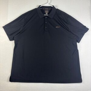 Greg Norman Tasso Elba Play Dry Golf Polo Shirt Mens XXL Black Shark Logo Short